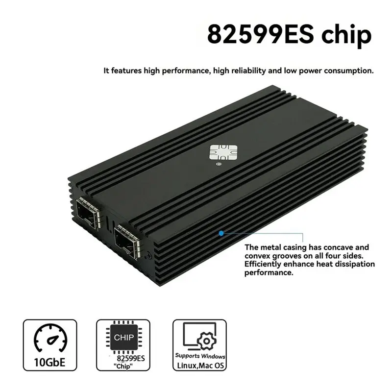 Thunderbolt 5/4/3 10G SFP+ USB4 이더넷 네트워크 어댑터용 듀얼 포트 82599ES 칩+ 2Xsfp+ 10G LR 1310Nm 10KM 광학 모듈