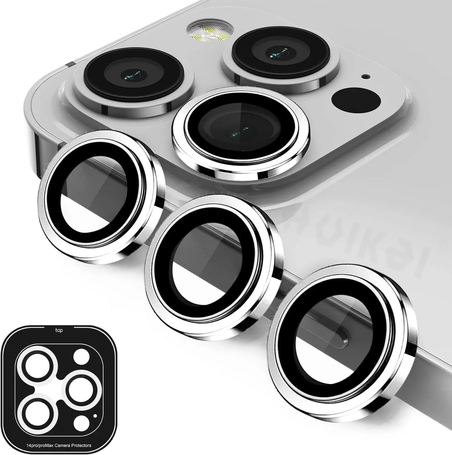 Premium 2 PCS Tempered Glass Camera Lens Protector with Metal Scratch Protection
