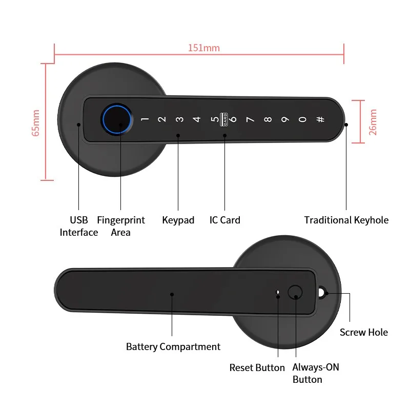 Smart Fingerprint Door Lock - Keyless Entry with PIN Code & Lever Handle, Anti-Peep Design for Home Security, Auto-Lock