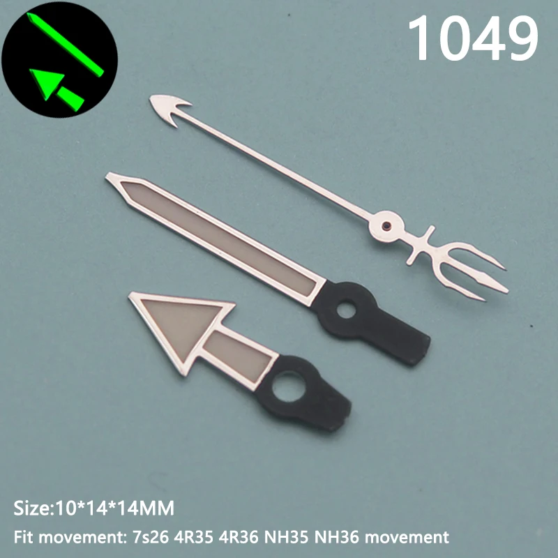 Green Luminous Watch Hands - Black Finish