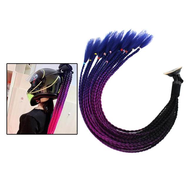 Female Motocross Helmet Pigtail Braids Curly Wig Hair Helmet Braid Punk 55cm