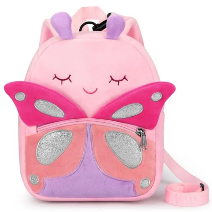 mibasies Toddler Backpacks for Girls 2-4: Plush Backpack -3D Animal Cartoon Mini Travel Bag -10 inch Toddler Backpack Leash 1