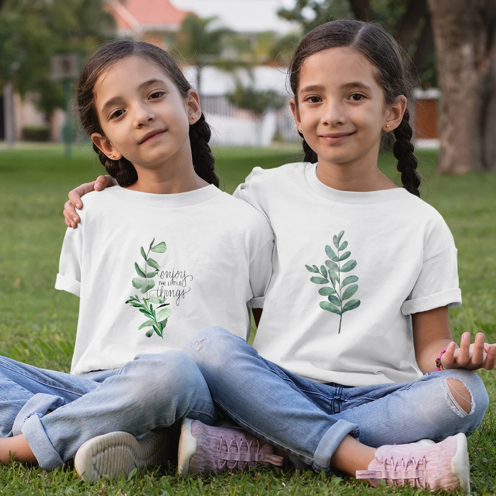 

Enjoy The Little Things Kids T-shirts Botany Print Aesthetic 2 Pieces Clothes Comfy Summer Casual Children T Shirt Free Shipping