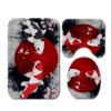 Oriental Black and Red Koi Bathroom Set - Anti Pulley Profile Mat, Toilet Lid, and Bath Mat for Elegant Home Decor 3