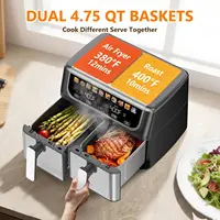Dual Basket Air Fryer, 9.5 Quart Large Air Fryer with Double Basket, Black 6