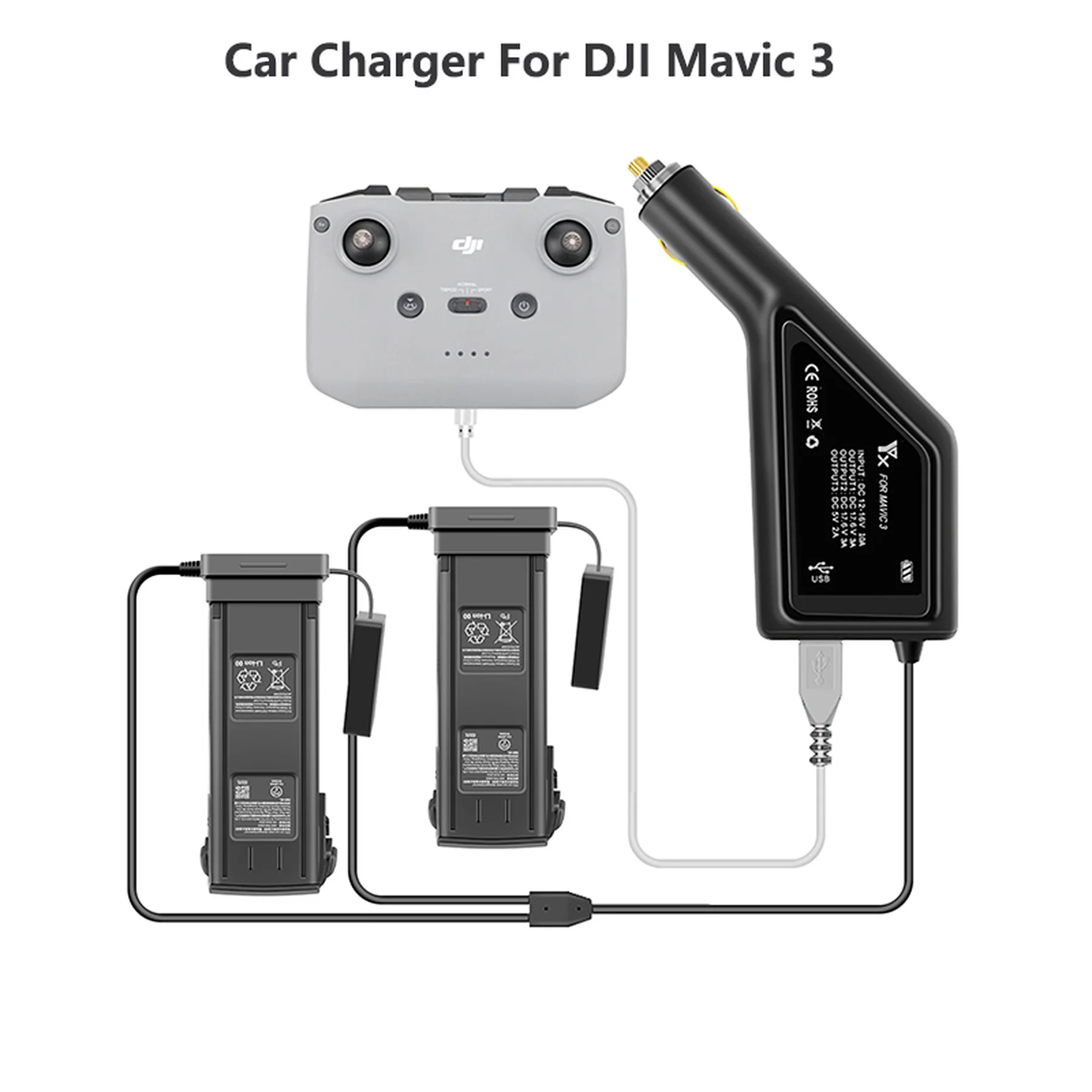 

Hight Quality Intelligent Battery Charging 3 In 1 Car Charger for DJI Mavic 3 Drone Car Connector USB Adapter Accessories