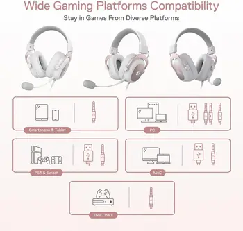 Redragon H510 Zeus White Wired Gaming Headset - 7.1 Surround Sound Memory Foam Ear Pads 53MM Drivers 2