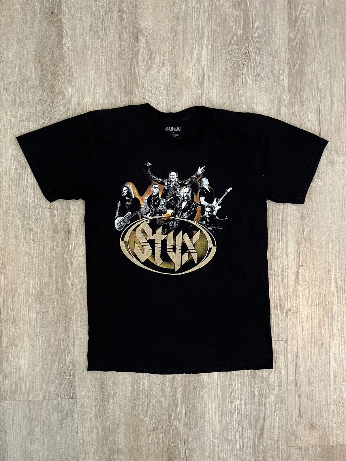 2022 Styx United We Rock World Tour T Shirt Uomo S Medium Black Maniche Lunghe O Corte