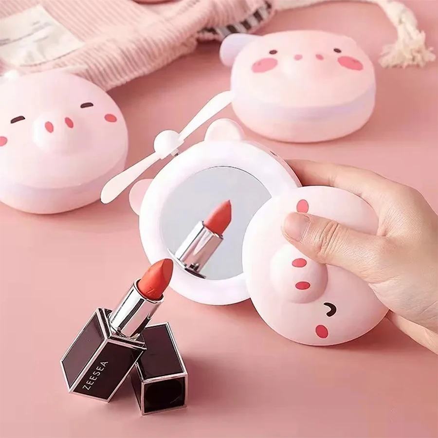 Espejo De Maquillaje Luz Led Ventilador Recargable Portátil