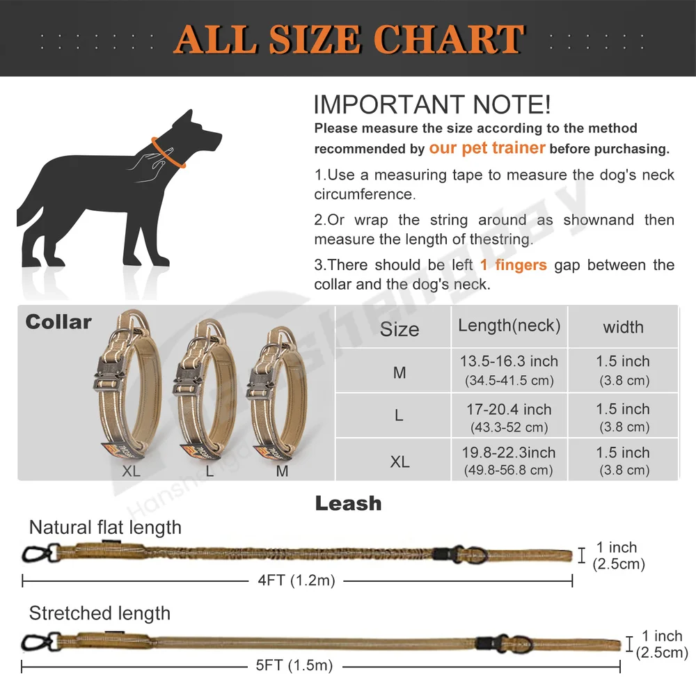 Tactical Military Dog Collar retractable Leash Set Training Adjustable