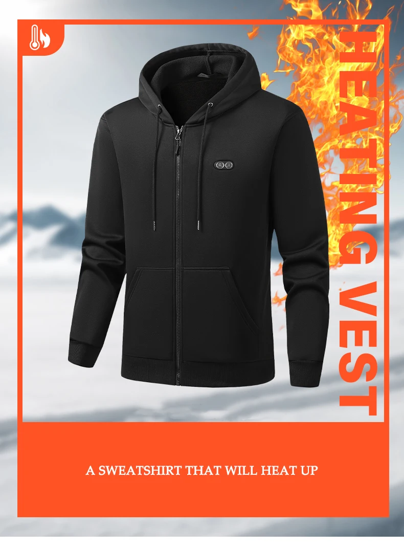 Kapuzenjacke, die aufheizt werden, winddicht, 17 Zonen, beheizte Kapuzenpullover, Jacken, Herren-Kapuzenpullover, Winterwarm (keine Powerbank nicht im Lieferumfang enthalten) – Detail 1