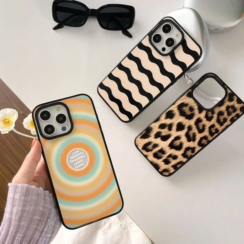 

Leopard 2.0 Acrylic Black Border Phone Case Cover for IPhone 11 12 13 14 15 Pro Max Case