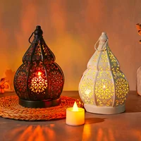 1PC, European-style ironwork hollowed-out gourd-shaped decorative candlestick, Moroccan decorative style candlestick 4