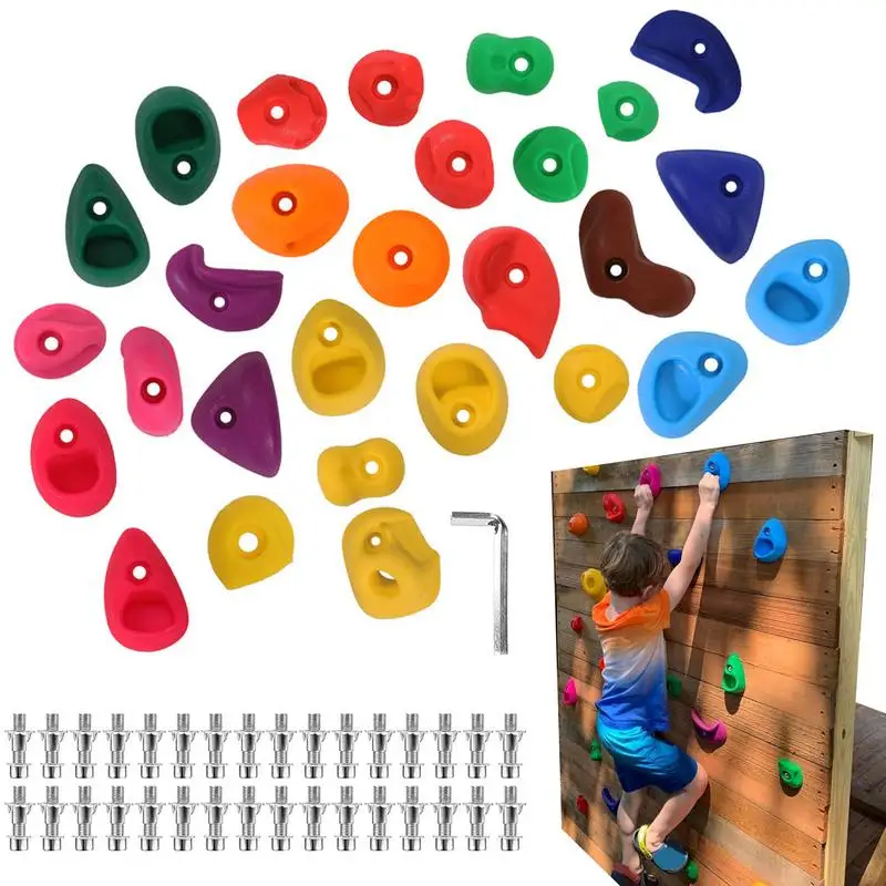 

32pcs/set Rock Climbing Holds Kids Wood WallClimbing Stones Toys Playground Game Hand Feet Hold Grip Kit Outdoor Games For Kids