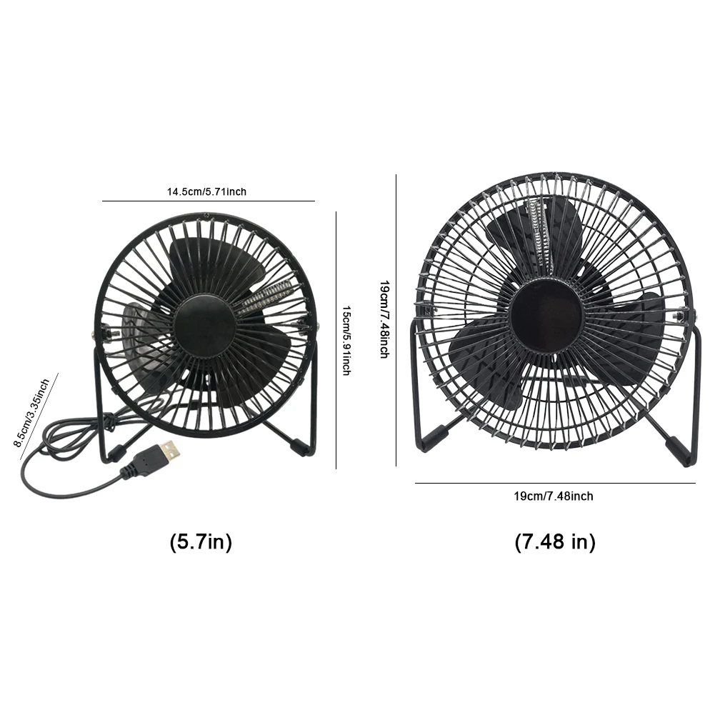 Black Plastic USB Clock Fan with Real Time Temperature Display for Home and Office