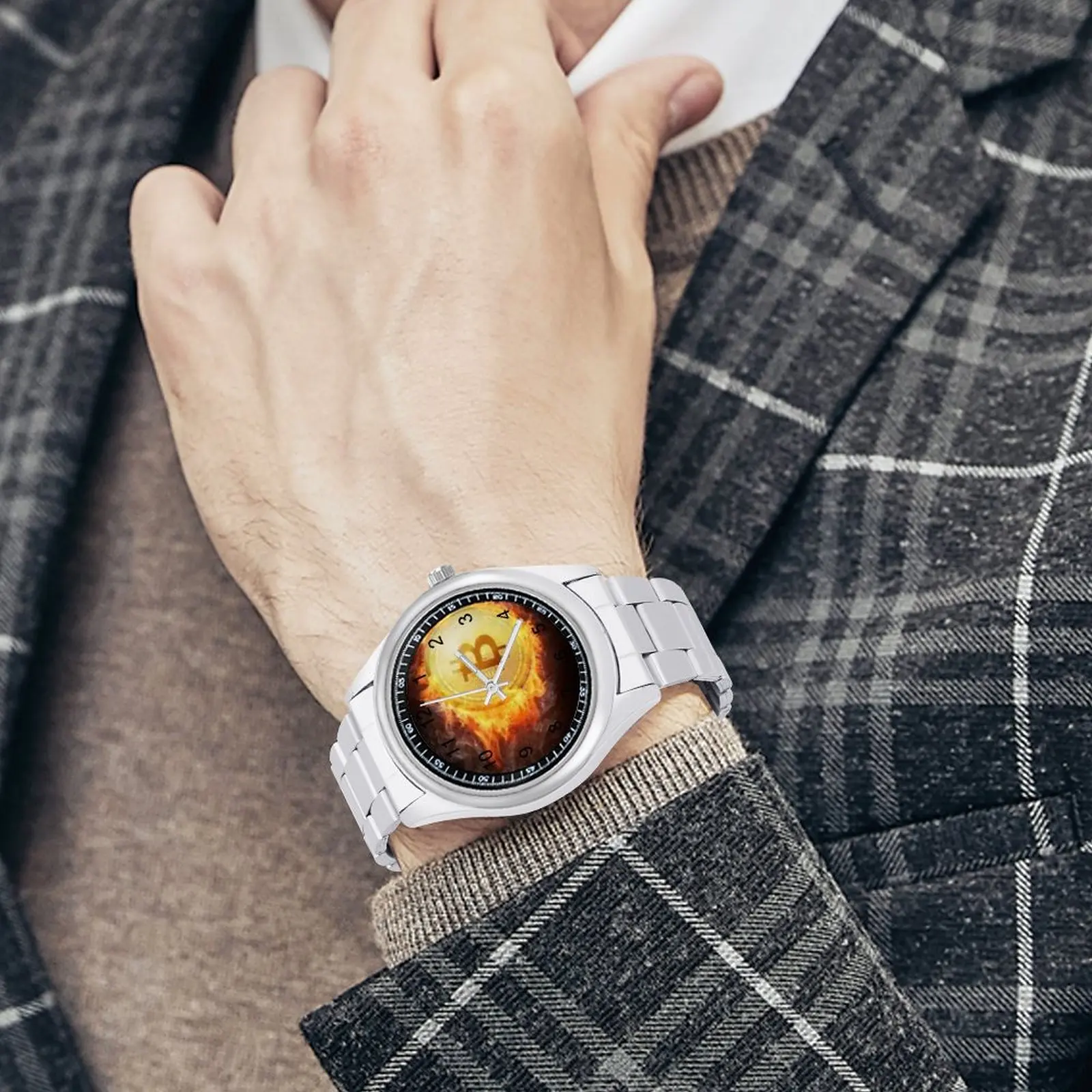 Bitcoin on Fire orologio al quarzo valuta virtuale orologio da polso Design  inossidabile orologio da viaggio classico da uomo - AliExpress