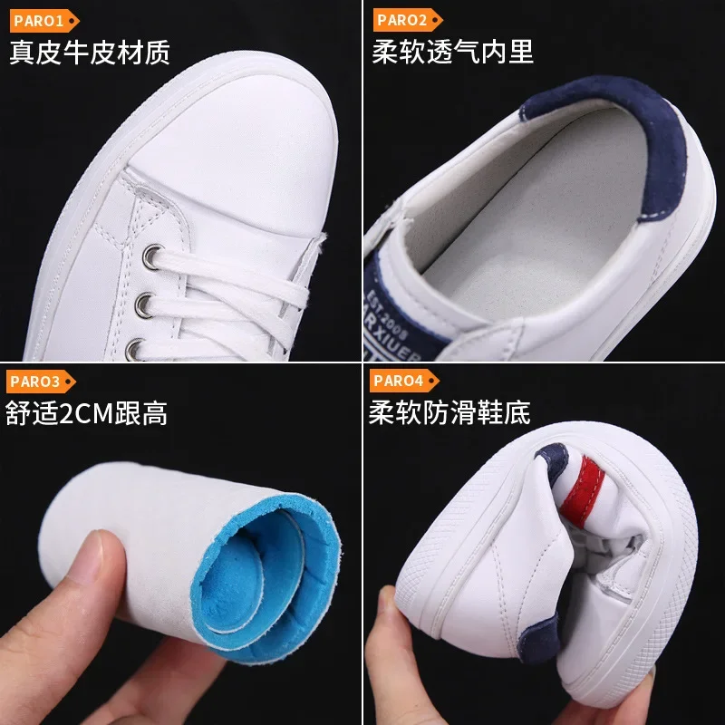 Leather shoes white 2022 spring, autumn, and winter casual shoes flat soled  soft soled breathable sports shoes