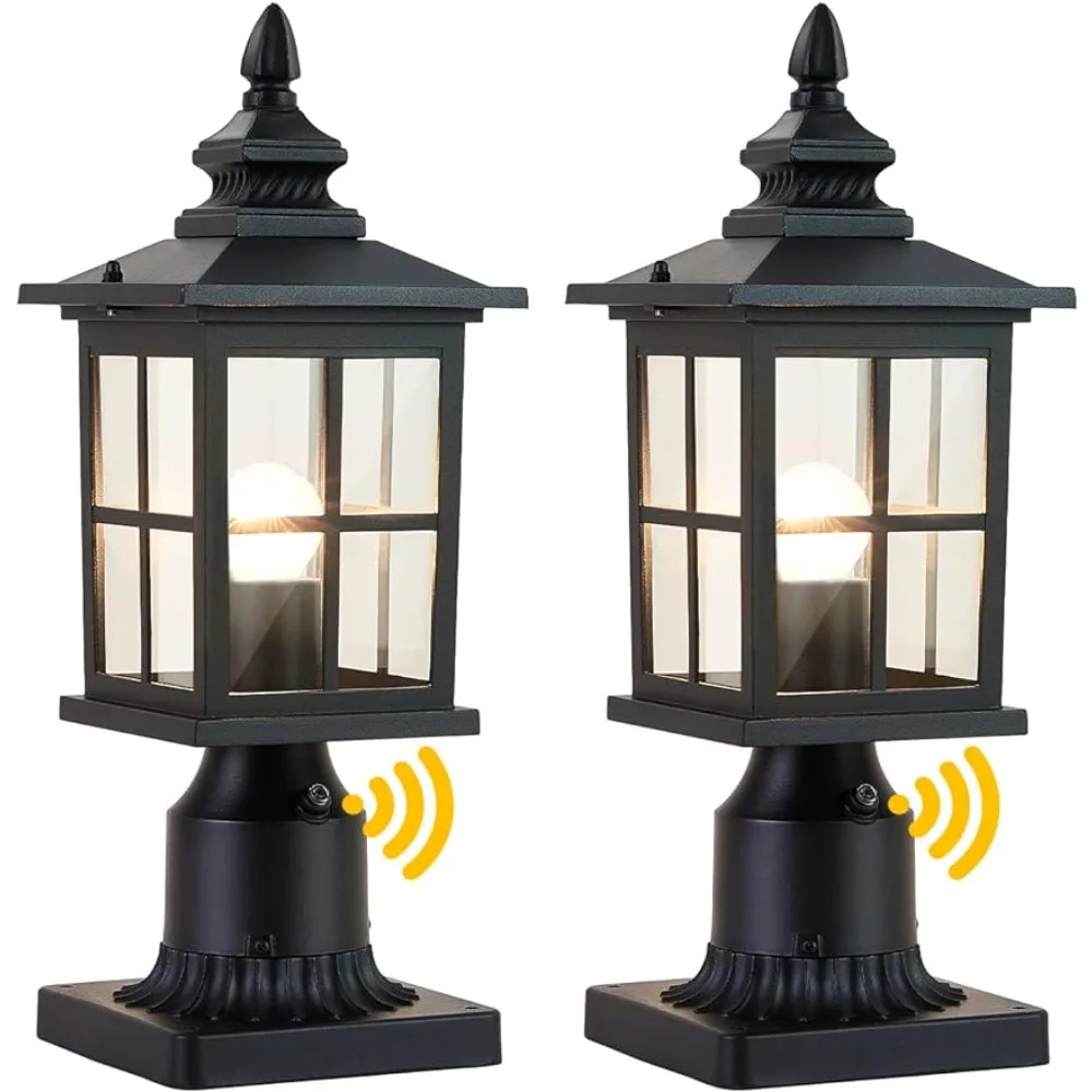 Street Post Lights, Exterior Pier Light Post Mount Light Head with Clear Glass for Garden, Matte Black, 2 Pack outdoor wall lamp20 h waterproof wall sconce oil rubbed brass porch light with clear glass lantern wall mount light