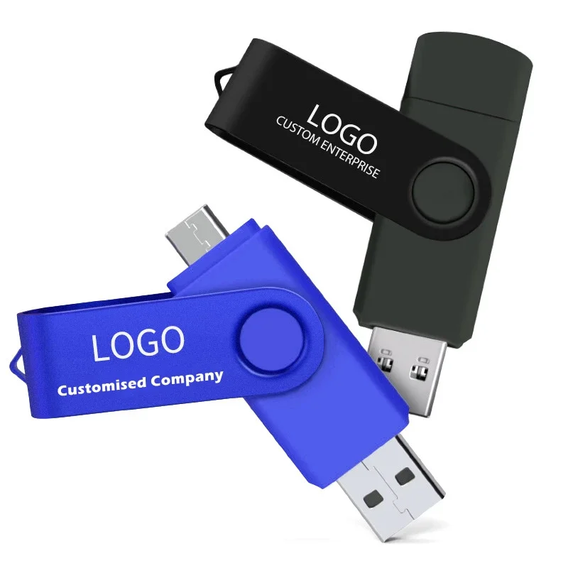 OTG 2 in 1 USB Flash Drive Colorful Pen Drive Waterproof and Drop Resistant Typec USB Stick Print Company Information for PC 32G