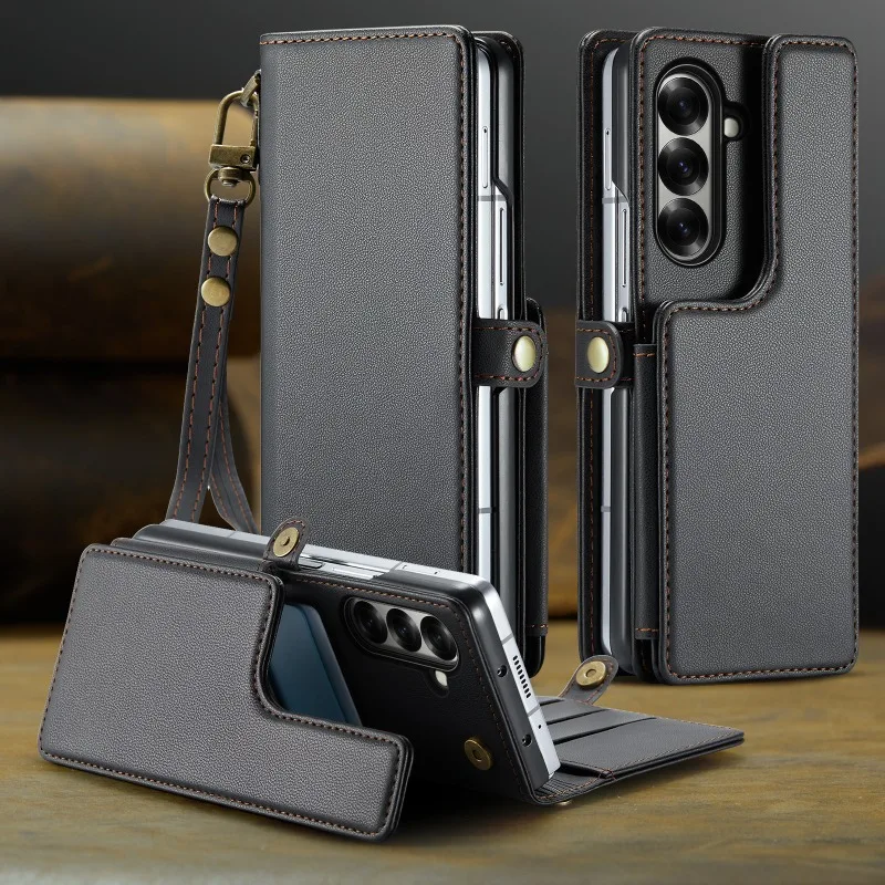 Luxury RFID Leather Wallet Case - 7-Card Holder with Magnetic Closure