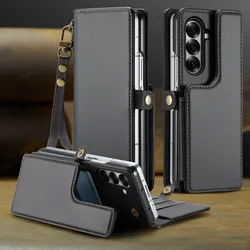 Luxury RFID Leather Wallet Case - 7 - Card Holder with Magnetic Closure for Galaxy Z Fold7 (Black)