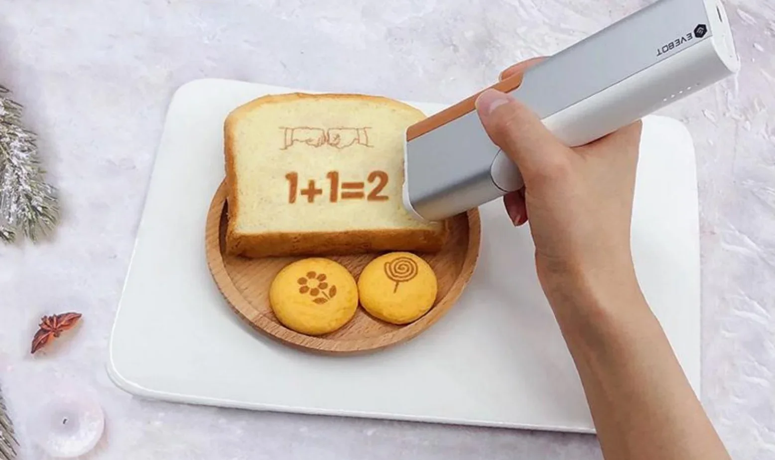 EVEBOT  커피 패턴 잉크젯 프린터, 금속 하우징, 카트리지 제거가 용이, 인쇄 범위 26*100mm, 휴대용 가정용 프린트 펜