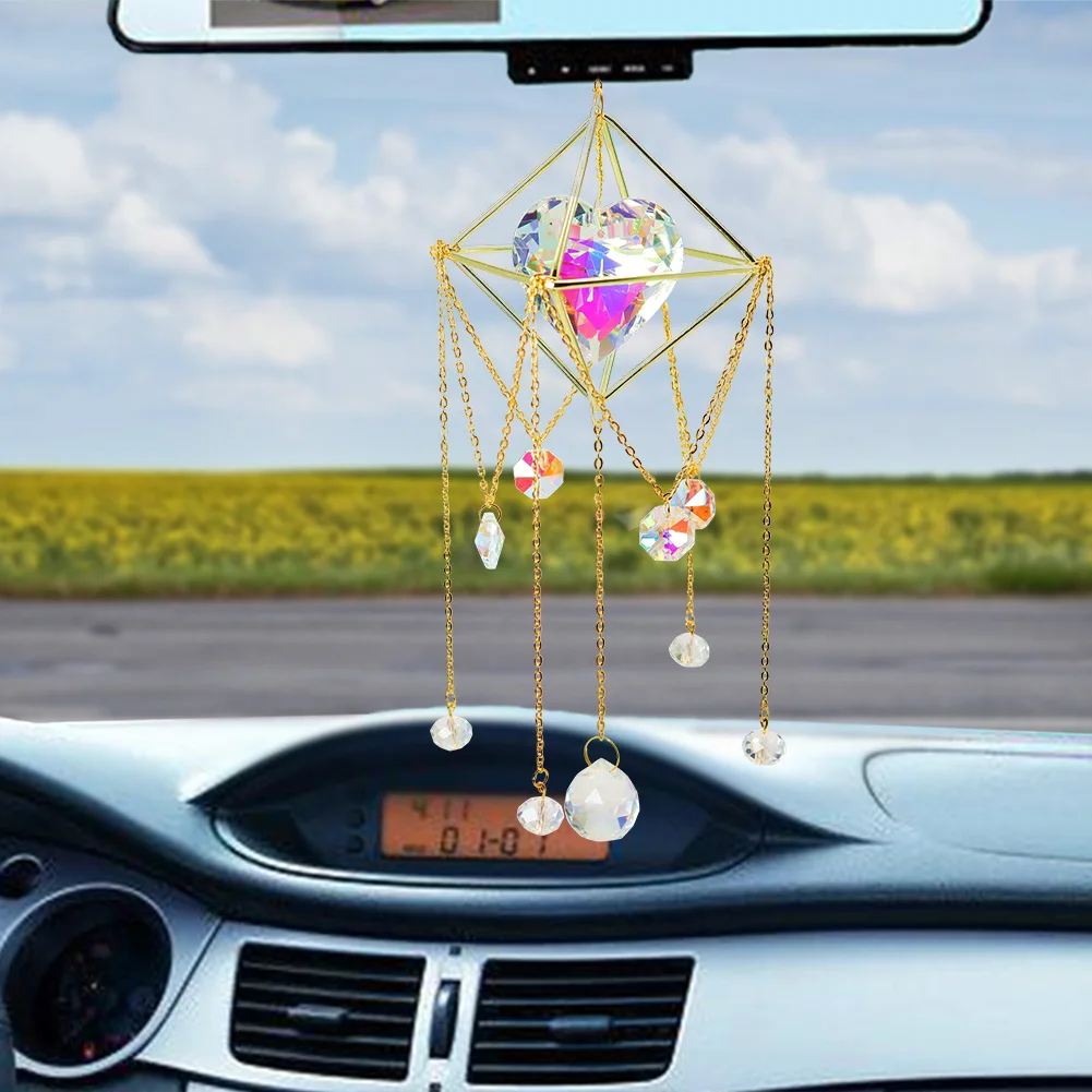 Suncatcher Crystal Love Heart Chandelier Pendant Prism Hanging Lamp Ornament