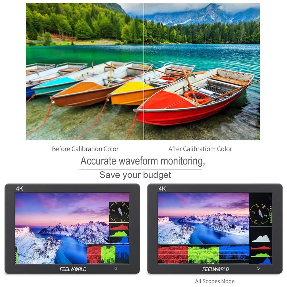FEELWORLD T7 PLUS LUTIPS 1920x1200 On-camera Field Monitor Aluminum Housing 4KHDMI-compatible Input/ Output For Video Shooting