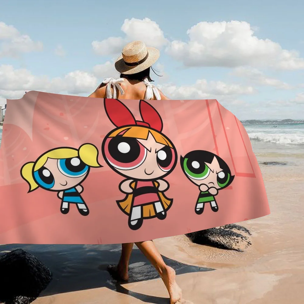 P-PowerpuffES-GirlS Towel Microfiber Beach Towel Absorbent Quick dry Soft Yoga Swimming Resort Mountain Climbing Towel 6