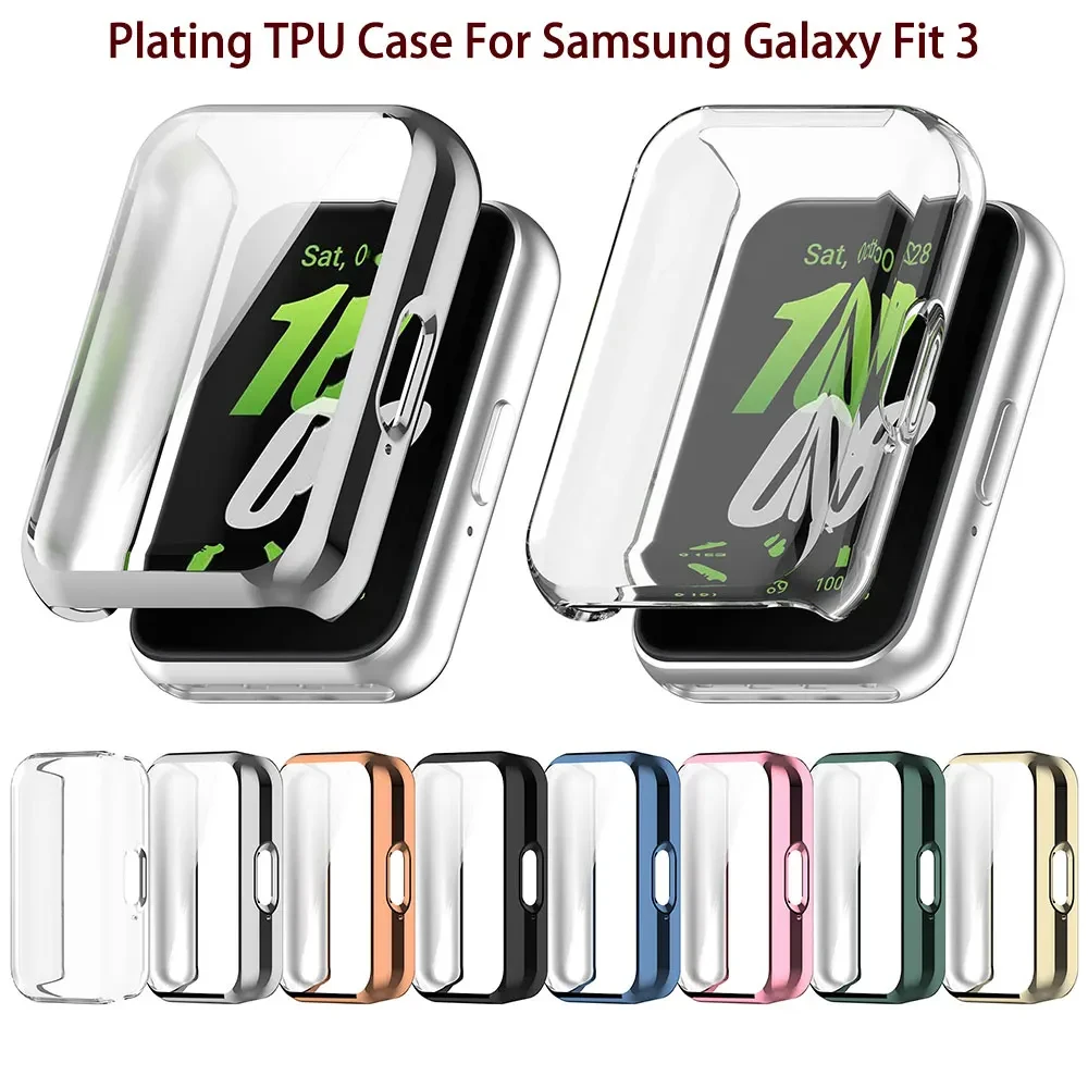 Custodia placcata per Samsung Galaxy Fit 3 cinturino per orologio Samrt copertura completa paraurti TPU accessori per Cover protettiva protezione per schermo F