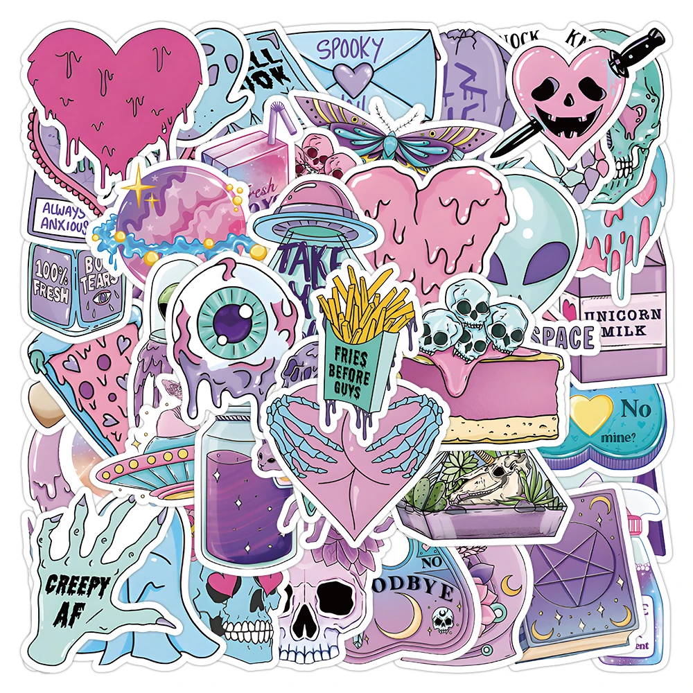 

10/30/50pcs Cool Gothic Magic Skull Stickers Cartoon Decals Skateboard Laptop Motorcycle Luggage Car Waterproof Sticker Kids Toy