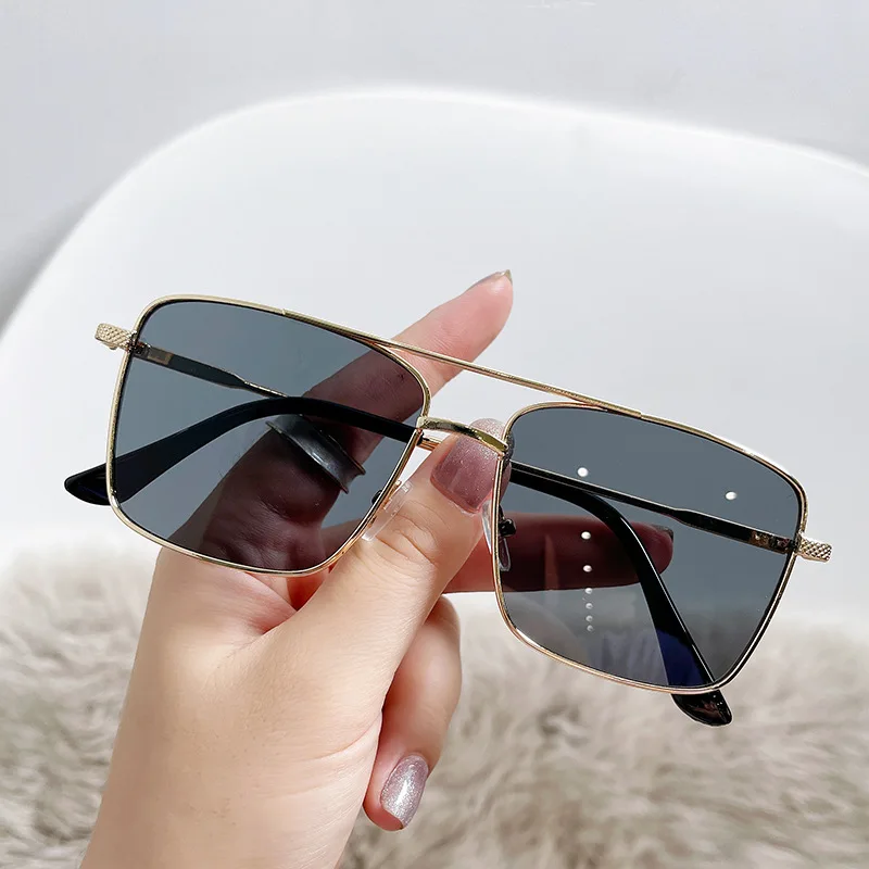 

Small Rectangle Double Beam Sunglasses For Women Men Vintage Trend Design Square Alloy Sun Glasses Fashion Male Female Eyewear
