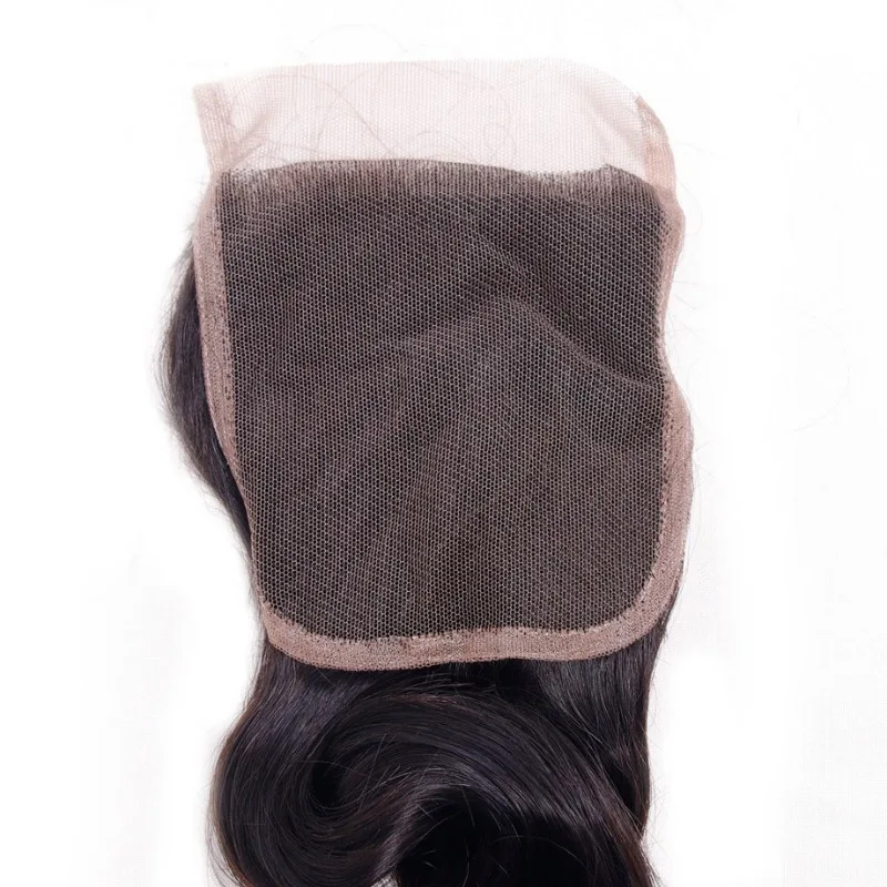 Loose Wave 4x4 Lace Frontal Human Hair Natural Color Brazilian Virgin Hair Transparent Lace Closure For Women Pre-Plucked