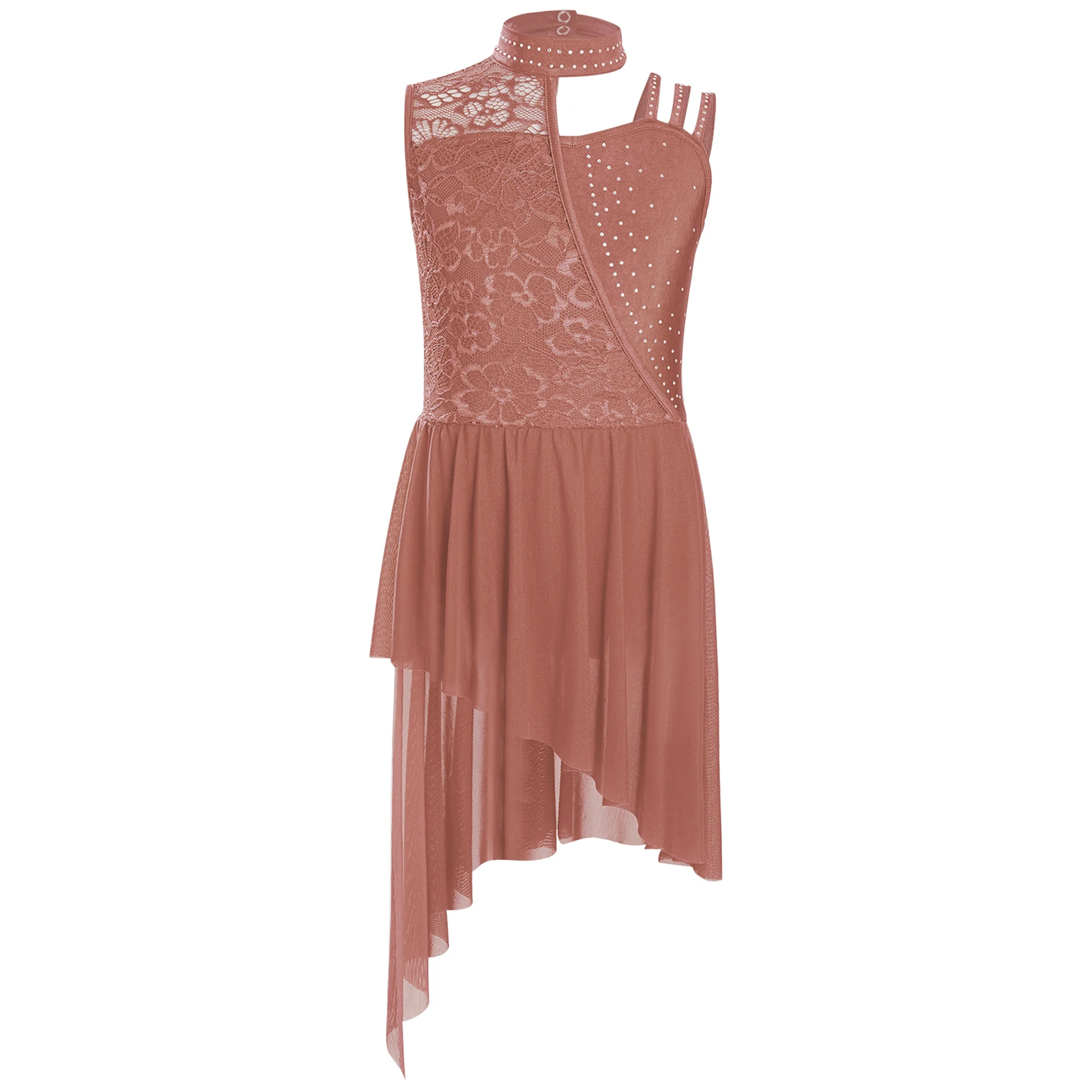 knee length dresses for ladies Gorgeous Crew Long Pink Chiffon Prom Dress with White Lace Top US10 / Custom Color main image 1