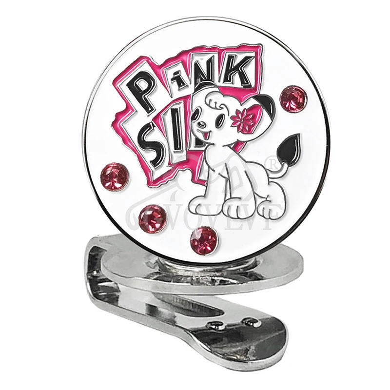 1pc Bling Colorful Fine Metal Golf Marker With Golf Hat Clip Ball Mark Pink Small Dog Accessories Gift for Golfers New