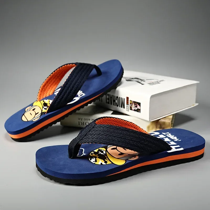 

Cool Summer Cartoon Slippers Men EVA Fashionable Soft Anti Slip Flip Flops Sandals Outdoor Flat Bottom Beach Casual Shoes Travel