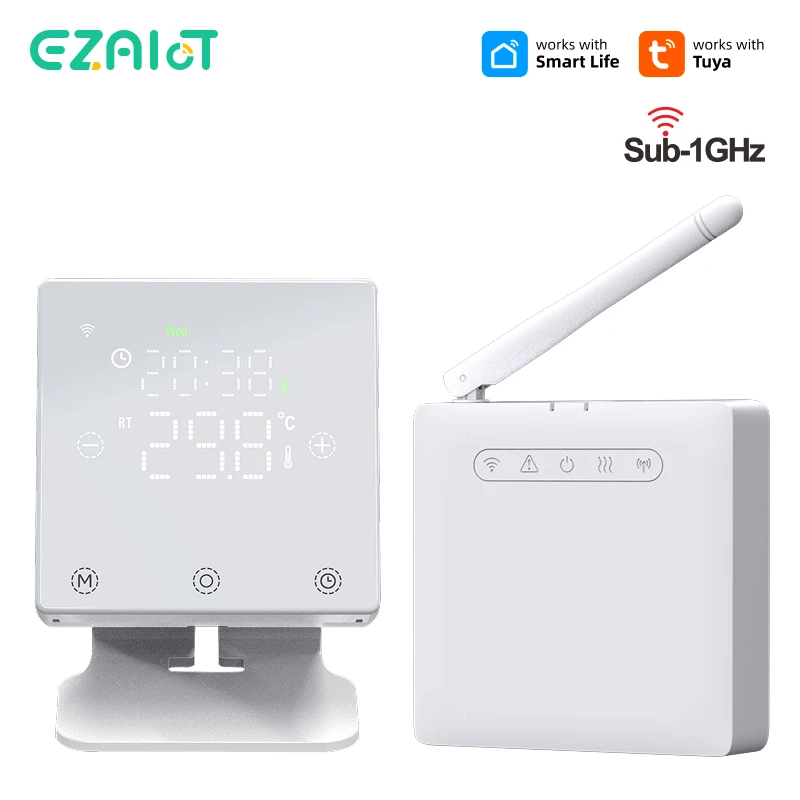 เทอร์โมสตัทอัจฉริยะ Tuya WiFi สำหรับควบคุมความร้อน หม้อต้มน้ำ แก๊ส ใช้พลังงานต่ำ ใช้แบตเตอรี่ ควบคุมอุณหภูมิแบบไร้สาย รองรับ Alexa และ Google Home 1