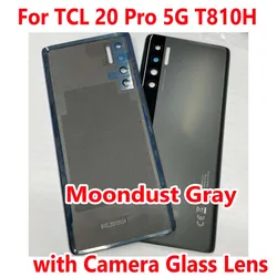 Premium Glass Back Battery Cover with Camera Lens for TCL 20 Pro 5G - Stylish Replacement Housing (Moondust Gray CE)