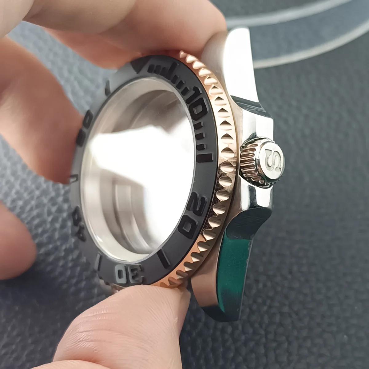 GMT Silvery Black Case 40.5mm Have Inner Ring Watch Men Case FIT NH34 N H35 NH36 Movement/Dial Automtaic Watch Box