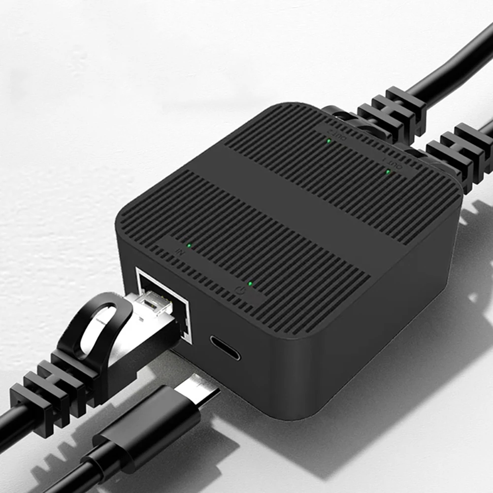 1 to 2 이더넷 스위치 커넥터, 2 포트 RJ45 이더넷 스위처 스플리터, 100Mbps, 두 장치 온라인 동시 연결