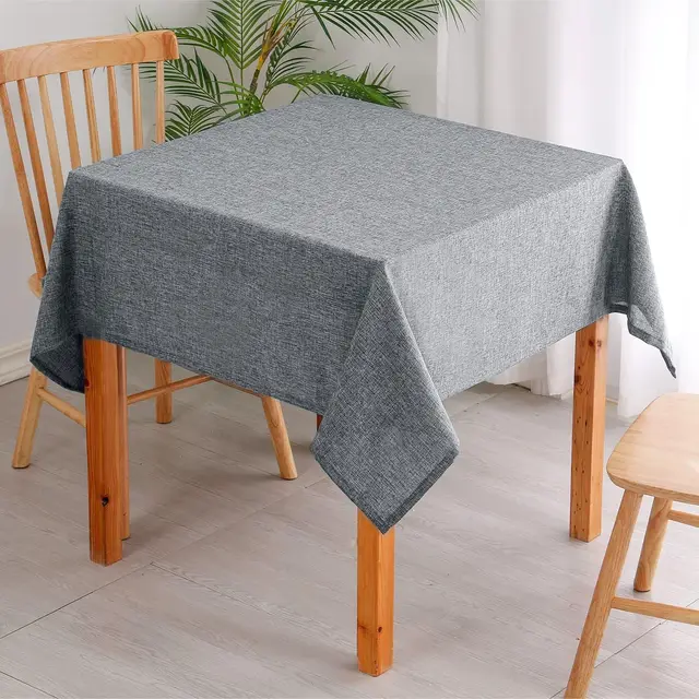Nappe rectangulaire Vintage en coton et lin, gris kaki, pour noël, mariage, Banquet, décoration de salle à manger, couverture de Table 6