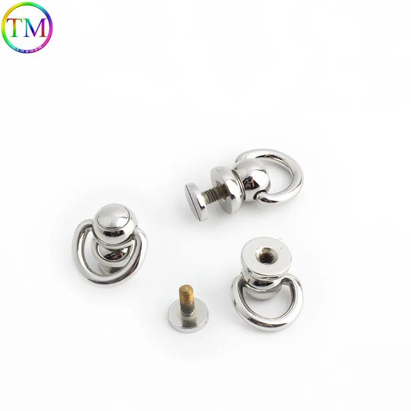 20-100 Pieces Zinc-Alloy Ball Post With O Ring Studs Rivets Nail Durable Rotating N ipple Rivet Diy Clothes Purse Accessories