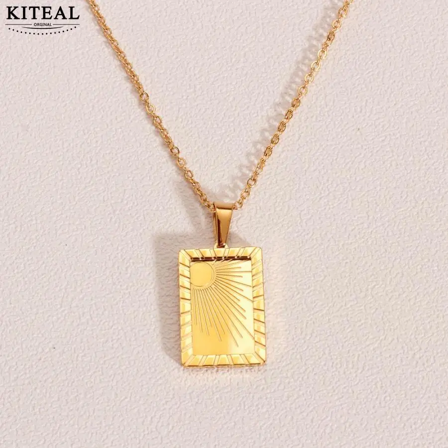 

Позолоченное женское ожерелье с подвеской «солнце», «Луна», «квадраты», ожерелье с бусинами, Плавающие Подвески