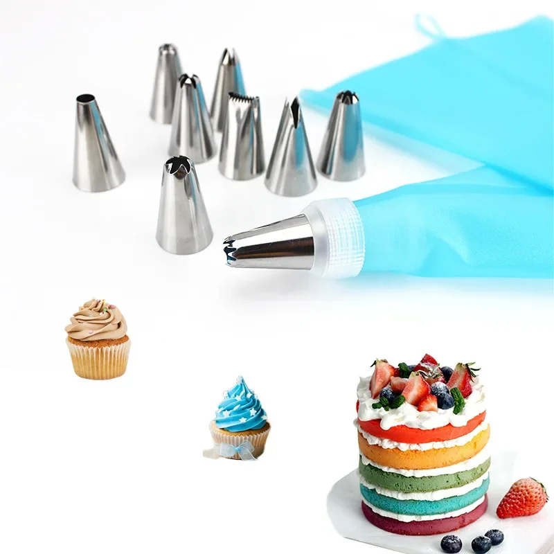 Silicone decorating bag stainless steel decorating tip set cake decorating nozzle DIY Cake baking tools Kitchen accessories
