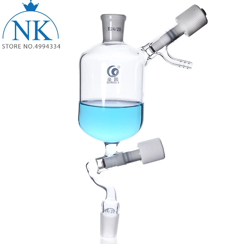 

1PCS Thickened high temperature resistant funnel with vacuum valve double tetrafluoron piston 500ml/24#