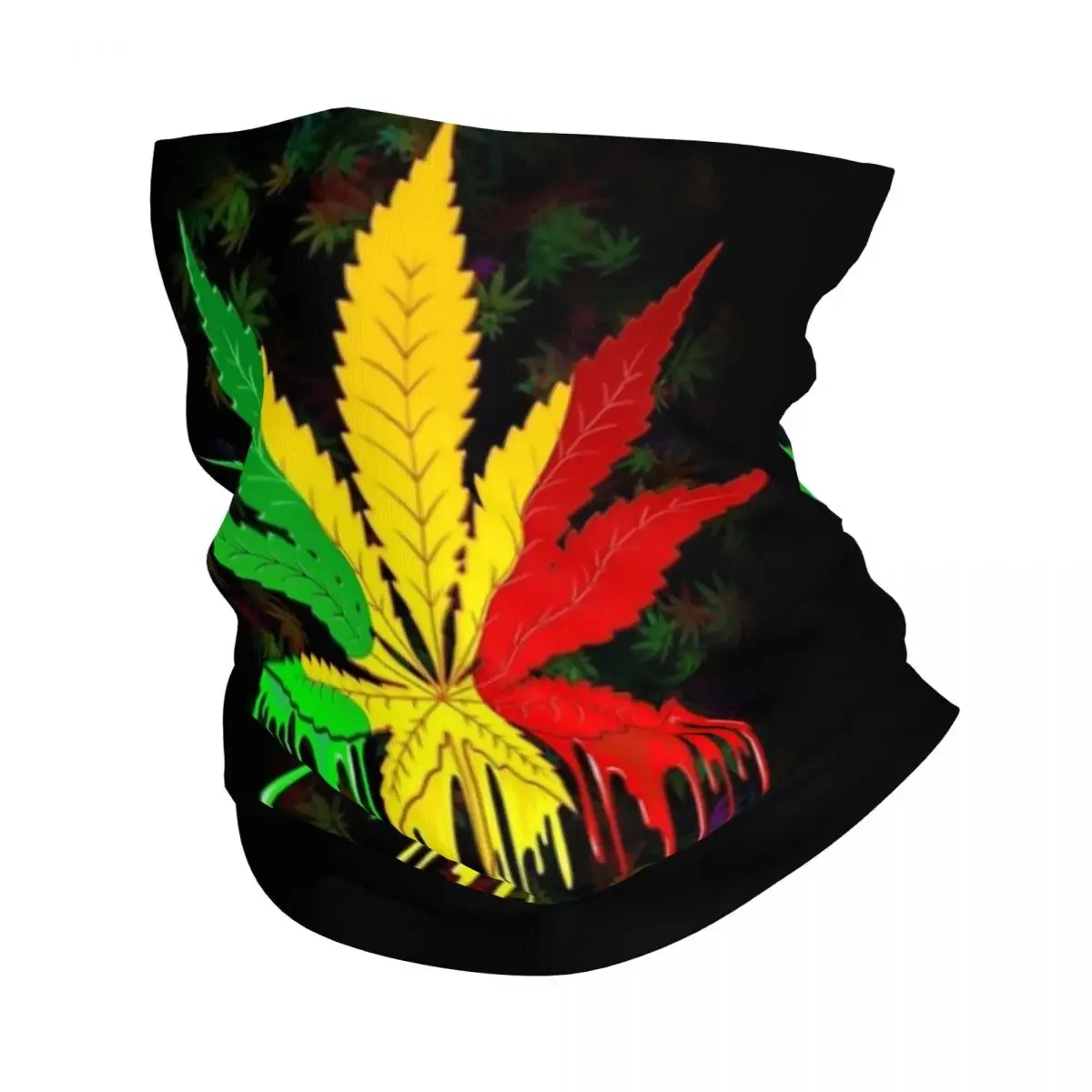 

Leaf Rasta Colors Bandana Neck Gaiter Printed Leaves Magic Scarf Multi-use Face Mask Riding Unisex Adult Winter