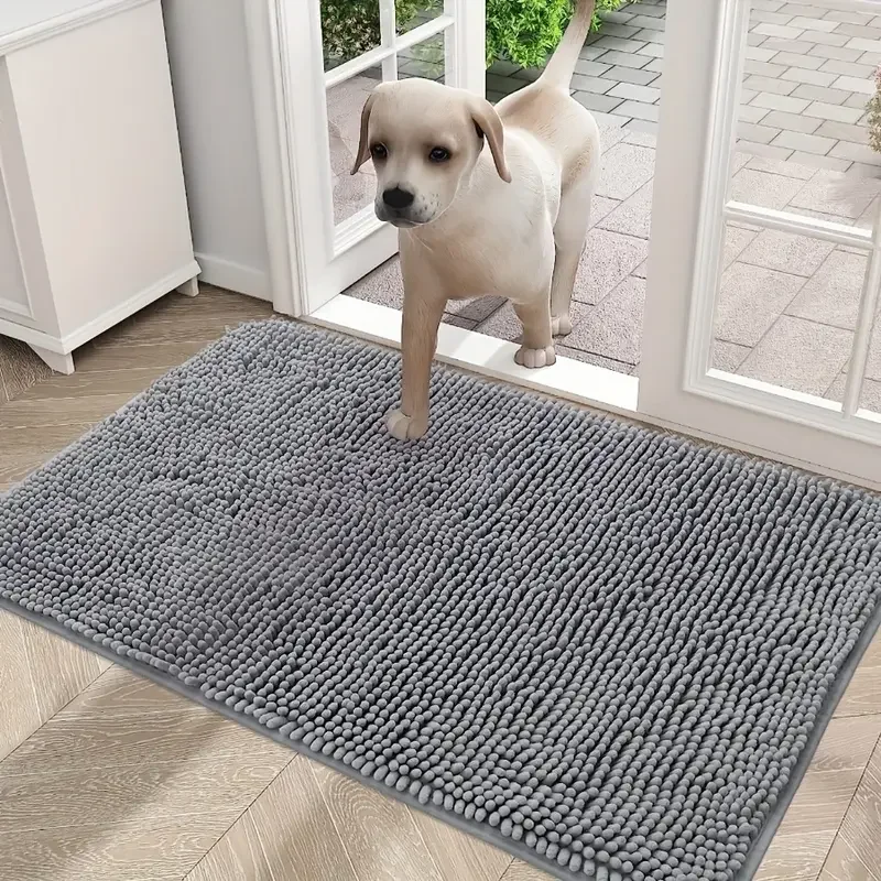 Solid color pet door mat super absorbent extra dense chenille soft bathroom non-slip floor mats dirt-resistant entrance mat floor mat bathroom mat absorbent bathroom mat bathroom floor mat toilet mat bath mat