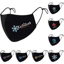 

Adult Genshin Impact Game Cosplay Reusable Washable Pm2.5 Protection Adjustable Unisex Black Masks Adjustable Earloop Bandage
