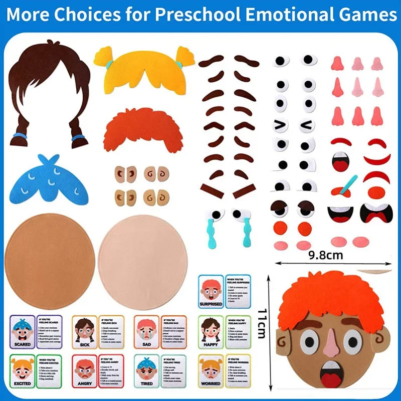 Kids Montessori Facial Expression Game Emotional Change Toys with 9pcs Cards Preschool Learning Educational Toys images - 6