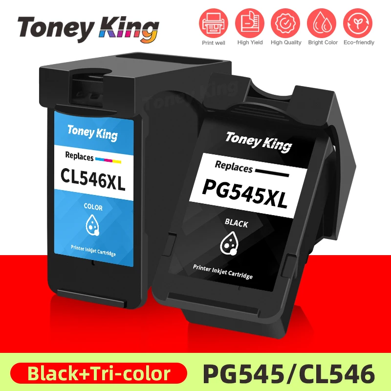 Cartuccia D'Inchiostro Toney King Pg-545 Pg545 Xl Per Stampante Canon Pg 545 Cl 546 Pixma Ip2800 Ip2850 Mg2400 Mg2450 Mg2455 Mg2500 Mg2540
